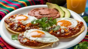 Mexican Breakfast Recipes: Start Your Day with Bold Flavors 3 Huevos rancheros with fried eggs, tomato-chili sauce, and fresh cilantro, served with beans and avocado