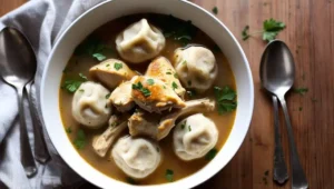 Creative Pillsbury dinner ideas 5 Gluten-free biscuit chicken and dumplings in a white bowl.