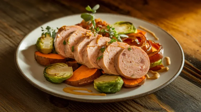 a plate of food on a wooden table