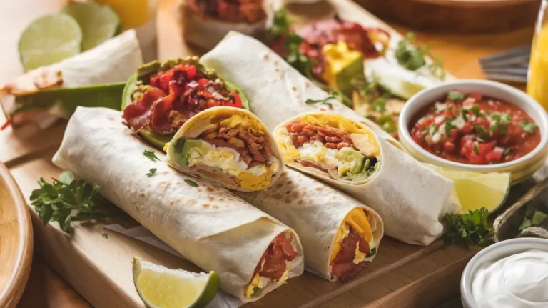 a group of burritos on a wooden board
