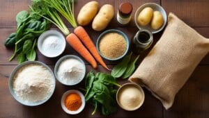 Best Gluten-Free Dinner Recipes: Delicious and Healthy Ideas 2 Gluten-free ingredients like almond flour, quinoa, and fresh vegetables on a wooden counter.
