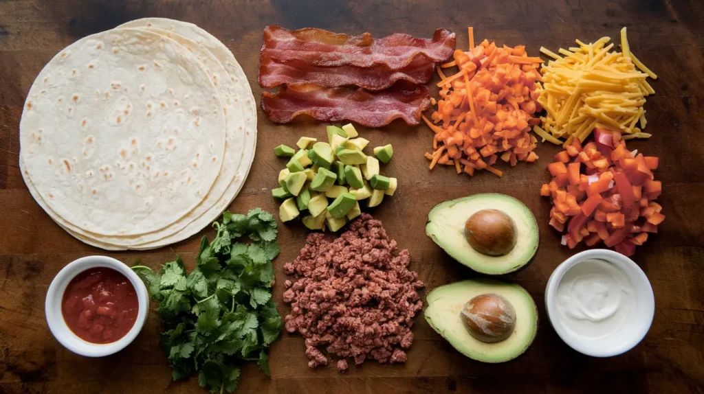 Breakfast Burrito Recipes: Easy, Healthy, and Freezer-Friendly Ideas 2 Ingredients Flat Lay 1