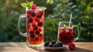 Black Raspberry Recipes 3 Iced tea infused with black raspberries and fresh mint leaves