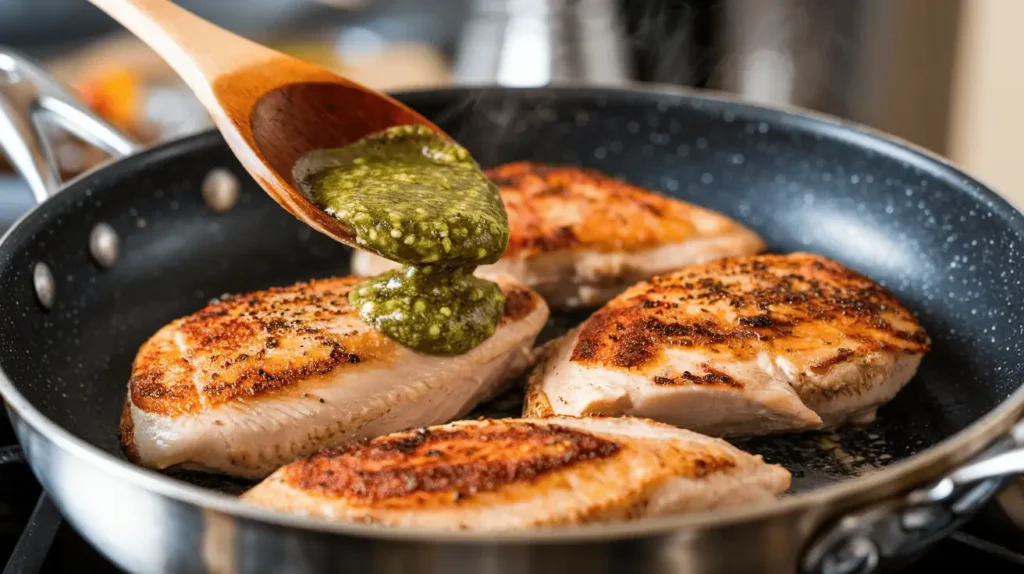 Creamy Pesto Chicken: A Perfect Blend of Herbs and Cream 6 Preparation 2
