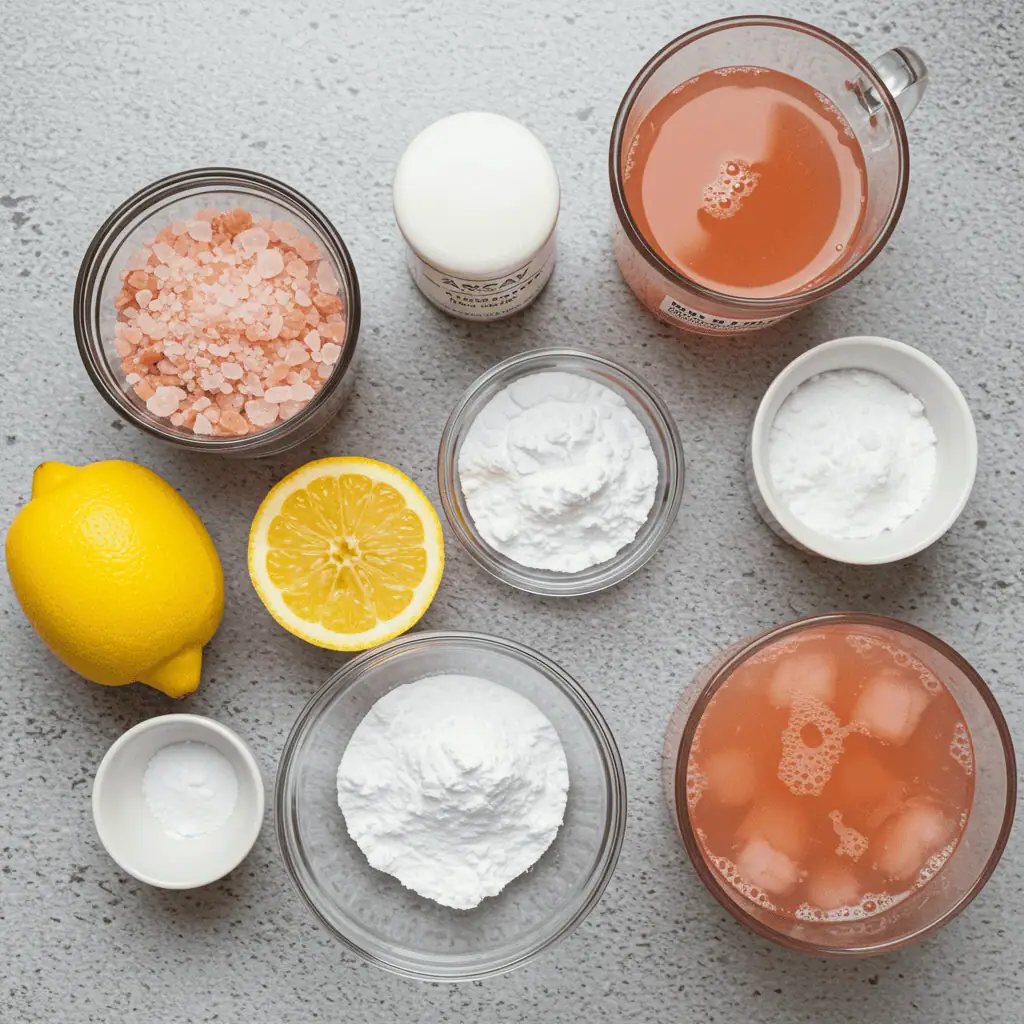 Pink Salt Diet Recipe for Weight Loss: The Easy Morning Detox That Melts Fat Fast 3 pink salt detox drink ingredients flat lay