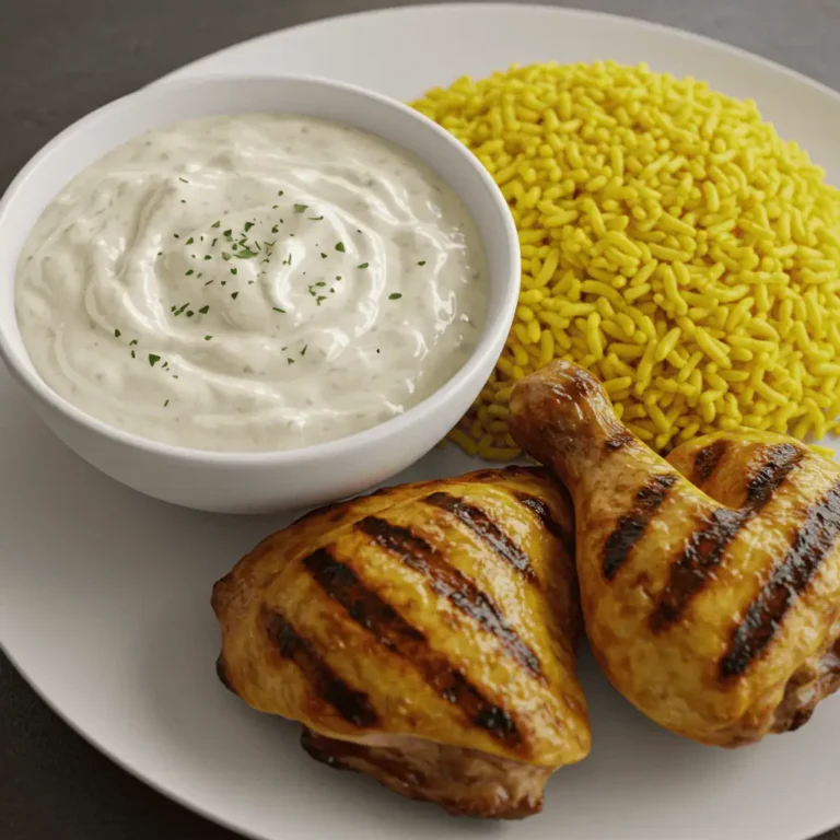 halal white sauce with chicken and rice